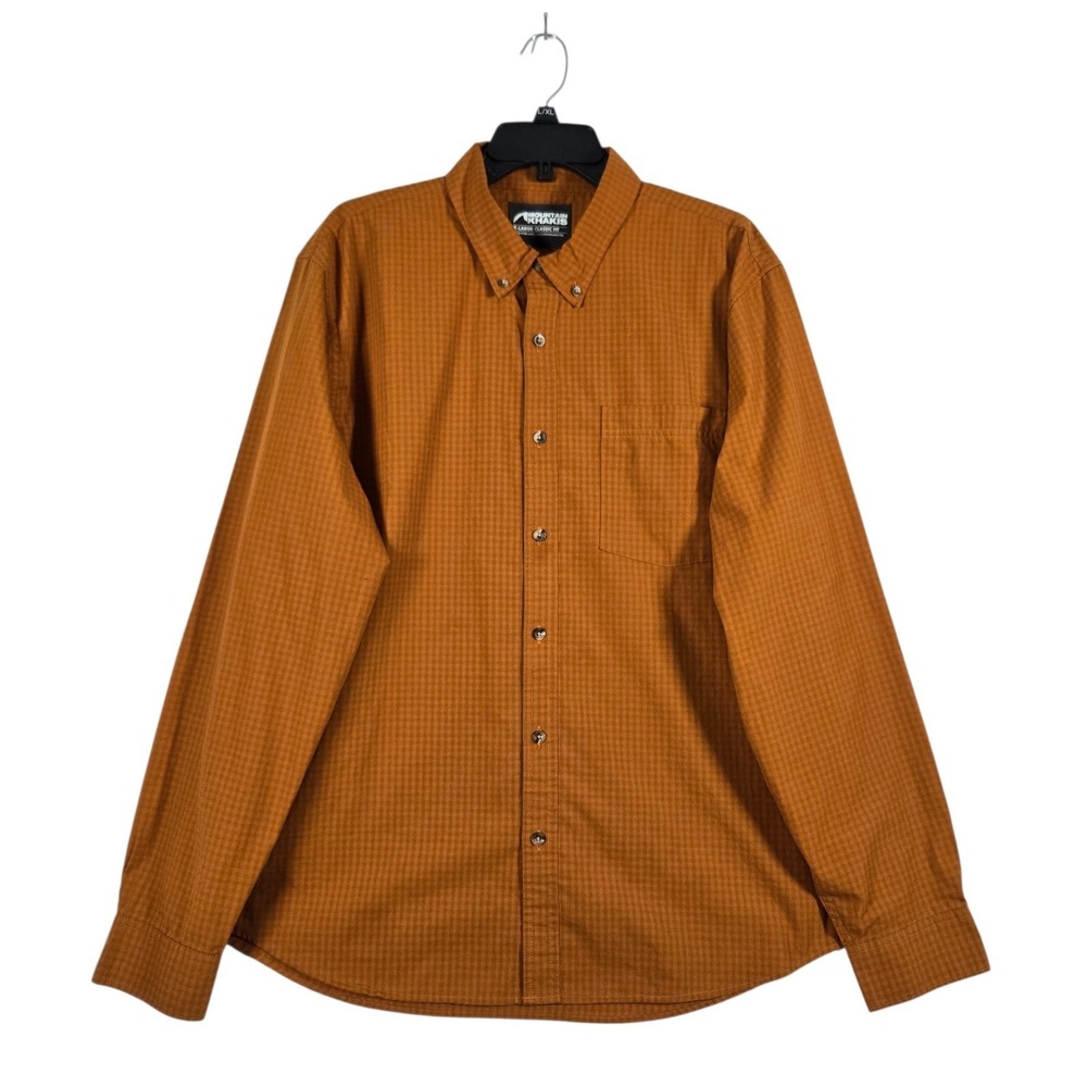 Mountain‎ Khakis Classic Fit Shirt Mens XL Orange Plaid Long Sleeve Button Down